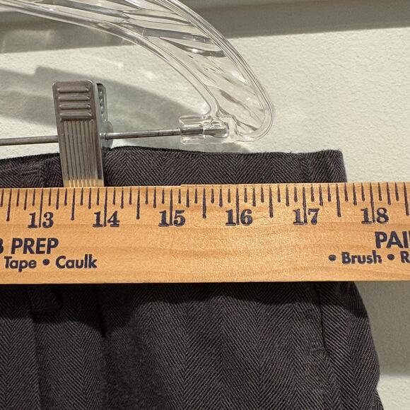 Abercrombie & Fitch Pants Womens Large Long Gray Herringbone Wide Leg Pleated - Picture 11 of 13